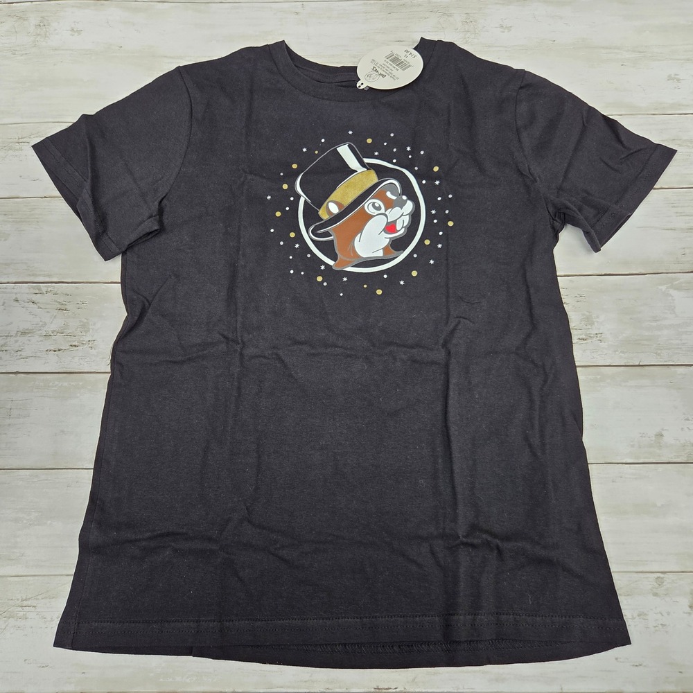 Buc-ee's New Year 2025 T-Shirt Youth Large Black Glow In The Dark‎ NYE Graphic